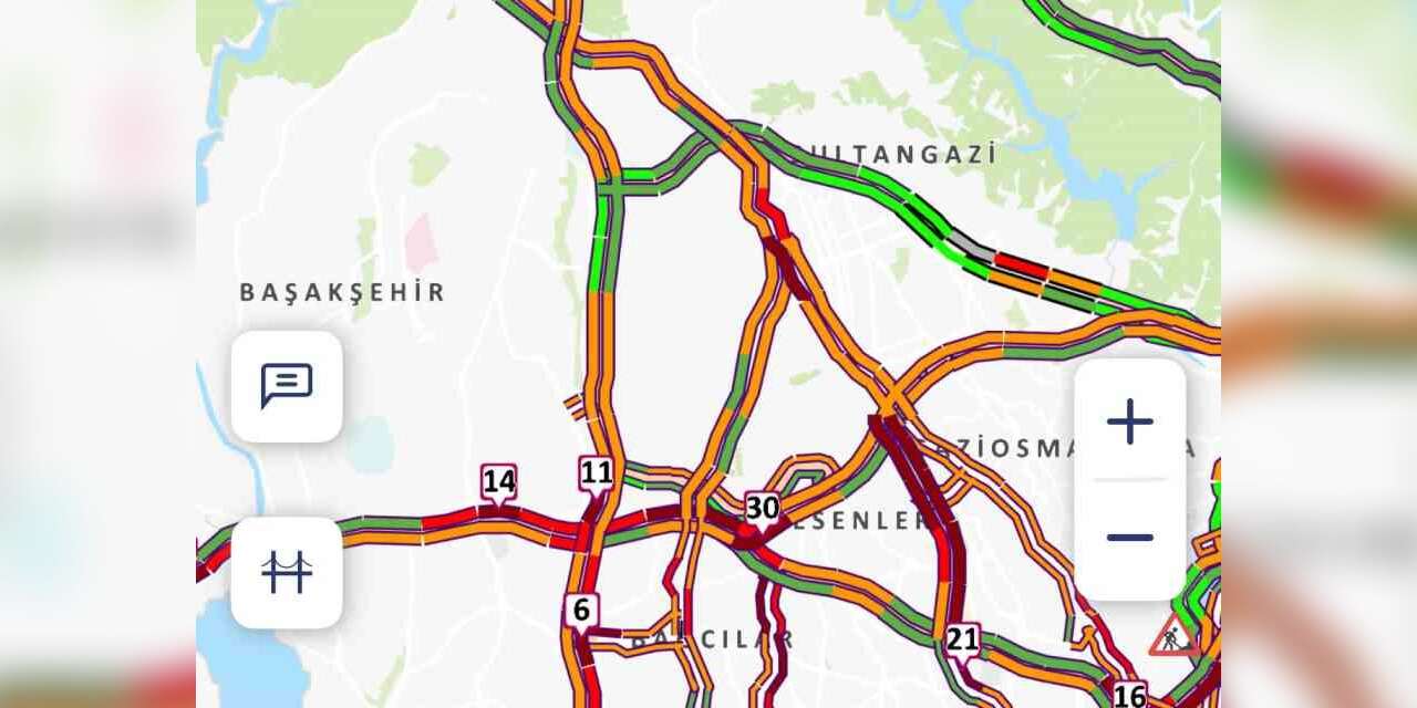 İstanbul’da yağmur trafiği: Yoğunluk yüzde 87 oldu