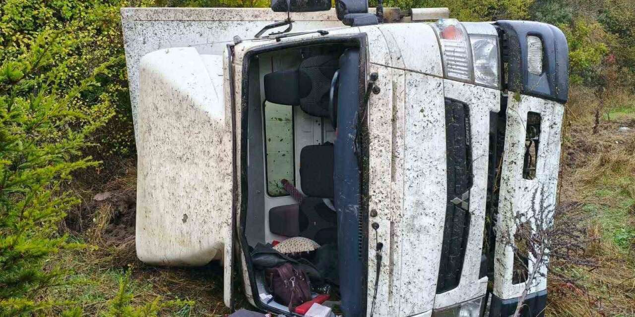 Bilecik’te kamyon takla atarak ormanlık alana devrildi: 2 yaralı