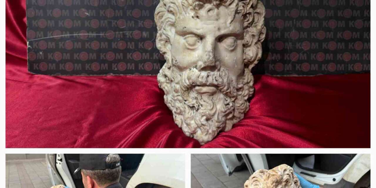 İzmir’de 2 bin yıllık Zeus mermer heykel başı ele geçirildi