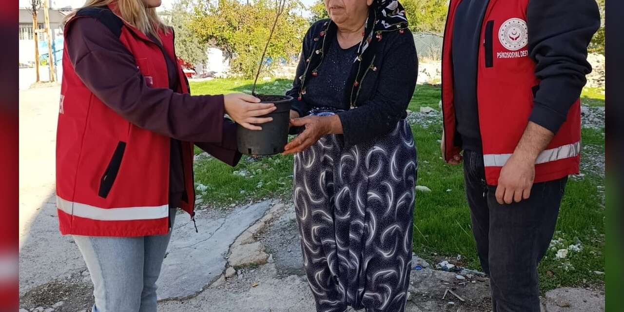 Besni’de yaşlılara fidan dağıtıldı