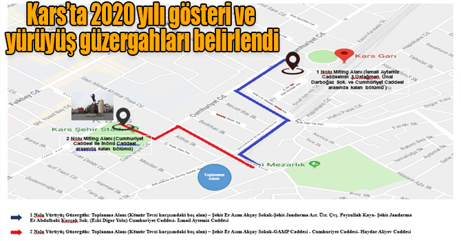 Kars’ta 2020 yılı gösteri ve yürüyüş güzergahları belirlendi