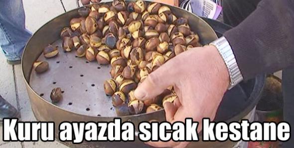 Kars'ta Kuru ayazda sıcak kestane
