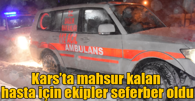 Kars'ta tipi nedeniyle mahsur kalan hasta ekiplerce kurtarıldı