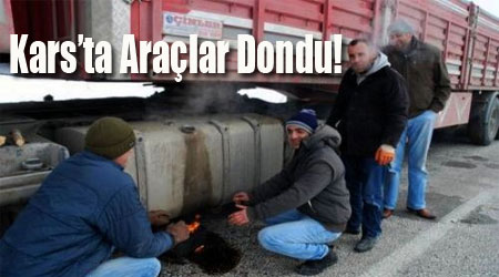 Kars'ta Araçların Depoları Dondu