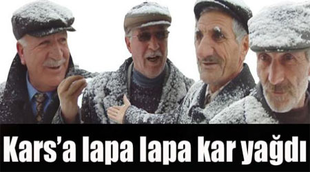 Kars'a lapa lapa Kar yagdı