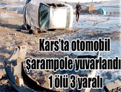 Kars'ta Otomobil şarampole yuvarlandı: 1 ölü 3 yaralı