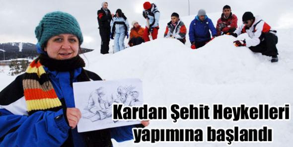 Sarıkamış’ta Kardan Şehit Heykelleri yapımına başlandı