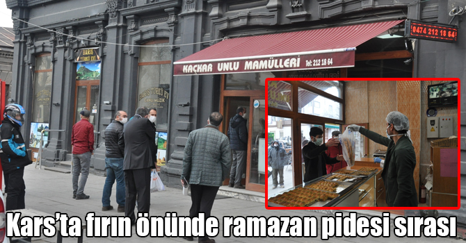 Kars’ta fırın önünde ramazan pidesi sırası