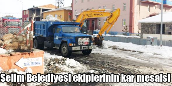 Selim Belediyesi ekiplerinin kar mesaisi