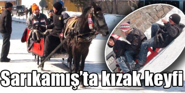 Sarıkamış’ta kızak keyfi