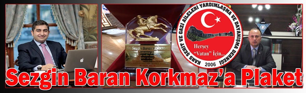 Sezgin Baran Korkmaz’a plaket!