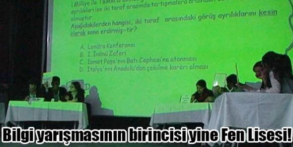 Bilgi yarışmasının birincisi yine Fen Lisesi!