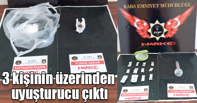 Kars’ta şüpheli 3 kişinin üzerinden uyuşturucu çıktı