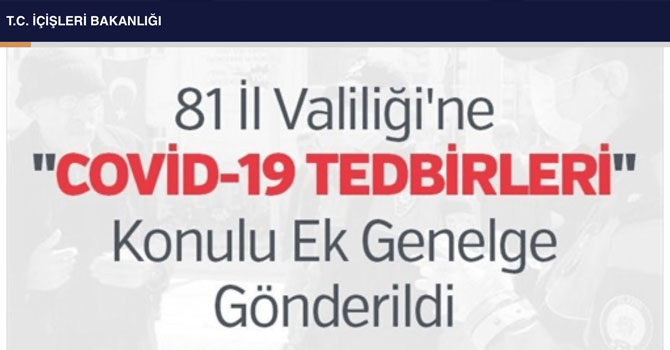 81 İl Valiliği'ne koronavirüs tedbirleri konulu ek genelge gönderildi