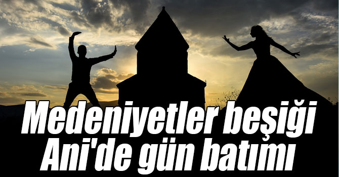 Medeniyetler beşiği Ani'de gün batımı güzel görüntüler oluşturdu