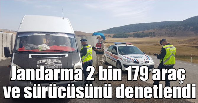 Jandarma 2 bin 179 araç ve sürücüsünü denetlendi