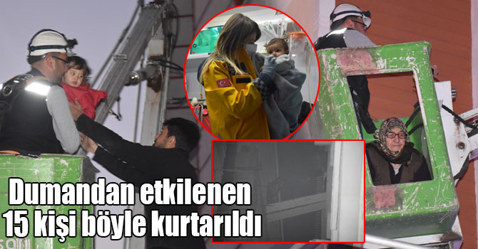 Kars'ta 4 katlı binada çıkan yangında mahsur kalan 15 kişi kurtarıldı