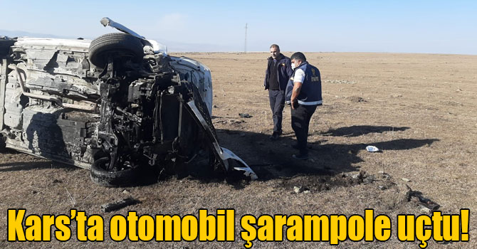 Kars’ta otomobil şarampole uçtu: 2 yaralı