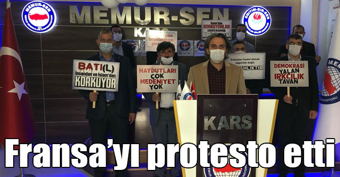 Kars Memur-Sen Fransa’yı protesto etti