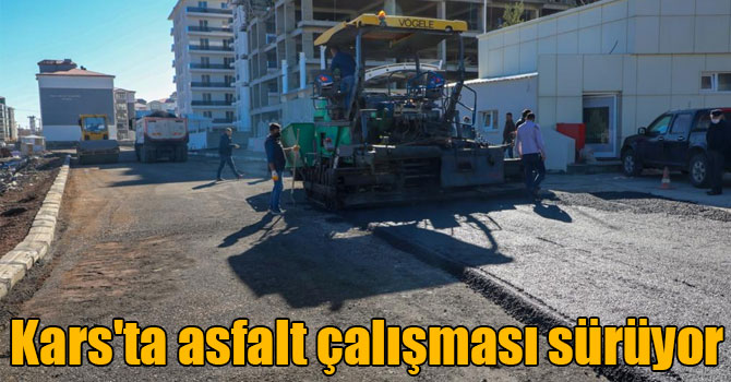 Kars'ta asfalt çalışması sürüyor