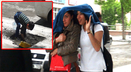 Kars’ta bugün dört mevsim yaşandı