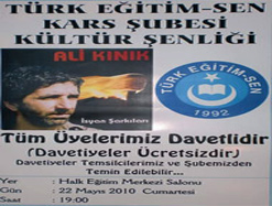 Sanatçı Ali Kınık Kars’a geliyor