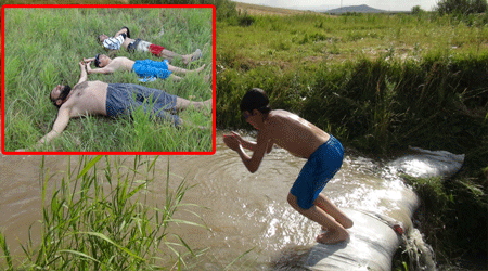 Kars'ta işte böyle serinlenir!