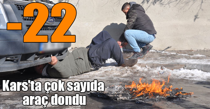 Kars'ta çok sayıda araç dondu