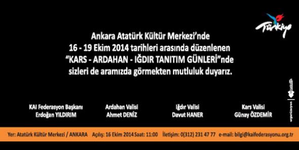 Kars Ardahan Iğdır Tanıtım Günlerine davet