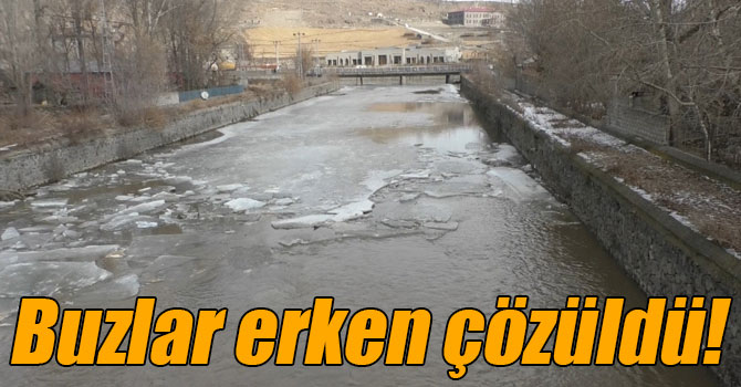 Kars Çayı’nın buzları erken çözülmeye başladı