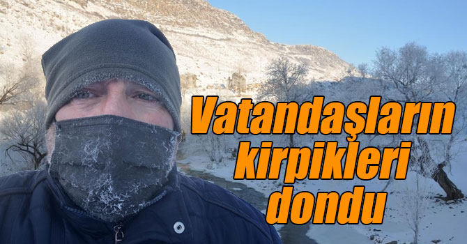 Kars'ta vatandaşların kirpikleri dondu