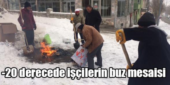 -20 derecede işçilerin buz mesaisi