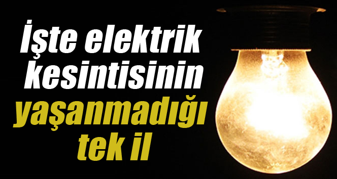 Elektrik kesintisinin yaşanmadığı tek il