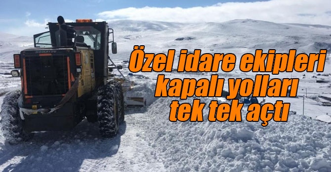 Kars’ta Özel idare ekipleri kapalı yolları tek tek açtı