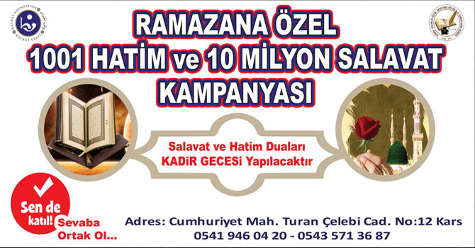 Ramazana Özel 1001 Hatim 10 Milyon Salavat Kampanyası