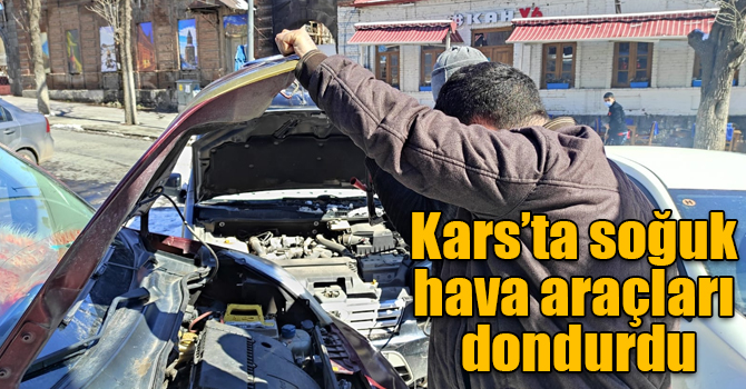 Kars’ta soğuk hava araçları dondurdu