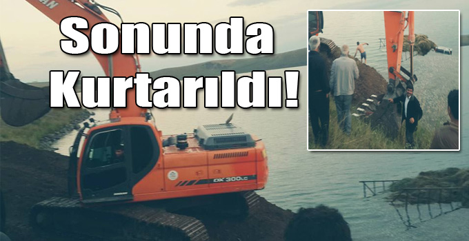 Aygır Gölü’ne Uçan Ot Yüklü Traktör 1 Günde Çıkarılabildi!