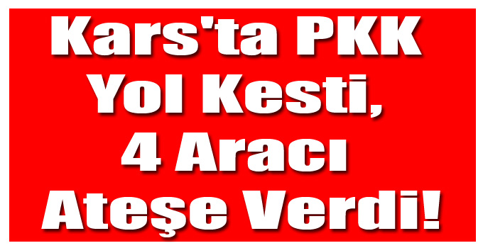 Kars'ta PKK Yol Kesti, 4 Aracı Ateşe Verdi!