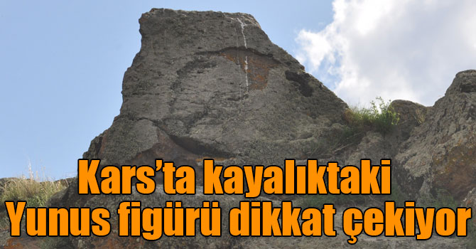 Kars’ta kayalıktaki Yunus figürü dikkat çekiyor