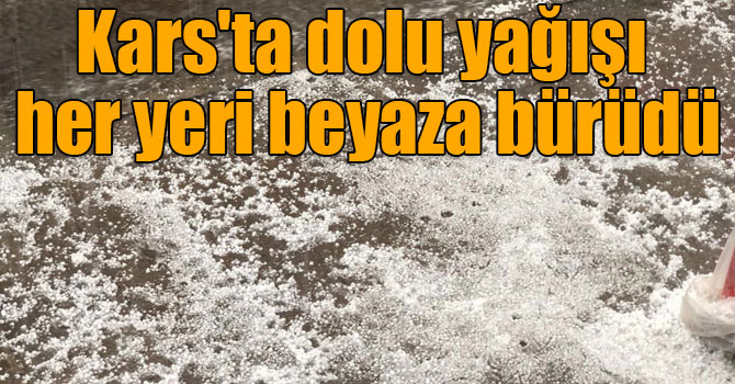 Kars'ta dolu yağışı her yeri beyaza bürüdü