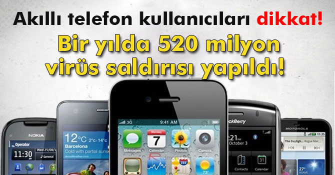 Akıllı Telefonlara 1 Yılda 520 Milyon Virüs Saldırısı Yapıldı