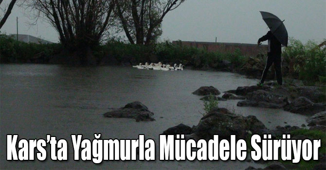 Kars’ta Yağmurla Mücadele Her Alanda Sürüyor