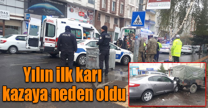 Kars’ta yılın ilk karı kazaya neden oldu