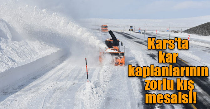 Kars’ta kar kaplanlarının zorlu kış mesaisi!