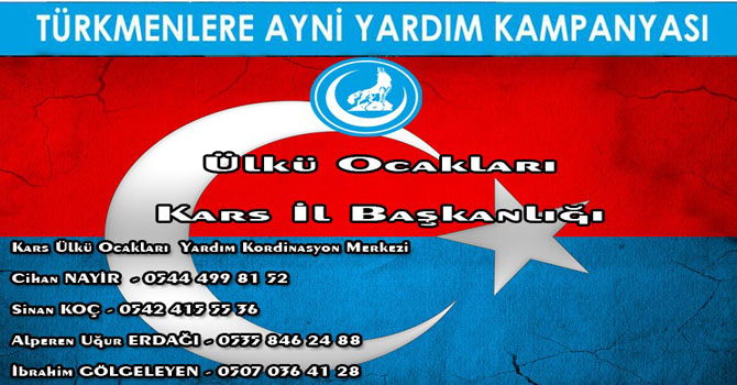 Kars Ülkü Ocaklarından Türkmenlere Ayni Yardım Kampanyası!