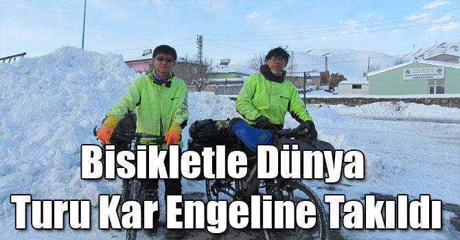 Bisikletle Dünya Turu Kar Engeline Takıldı