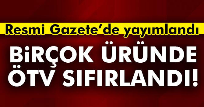 ÖTV ve KDV Düzenlemesi Yürürlükte