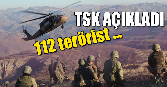 Türk Silahlı Kuvvetleri 112 teröristin etkisiz hale getirildiğini açıkladı