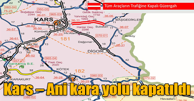 Kars – Ani kara yolu kapatıldı