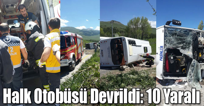 Halk Otobüsü Devrildi: 10 Yaralı